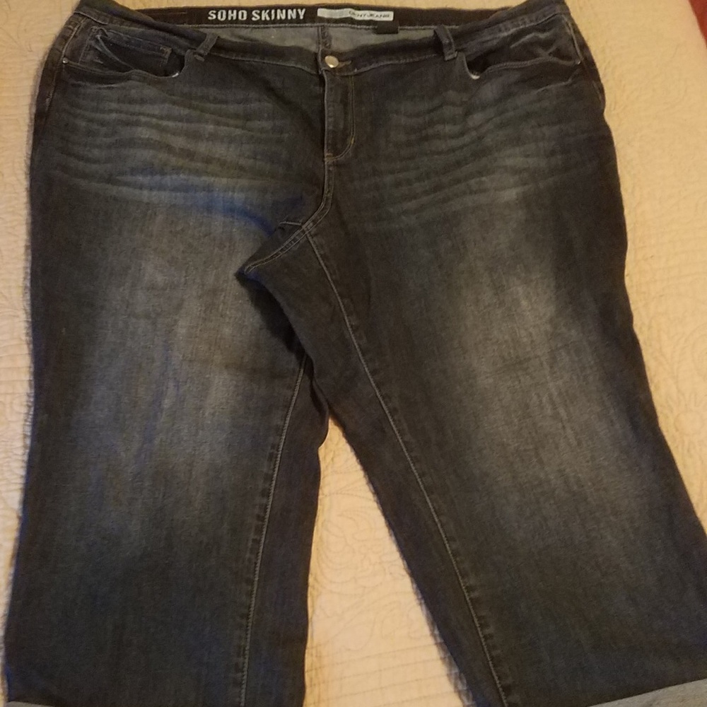 DKNY cropped SOHO skinny jeans with rolled cuff.